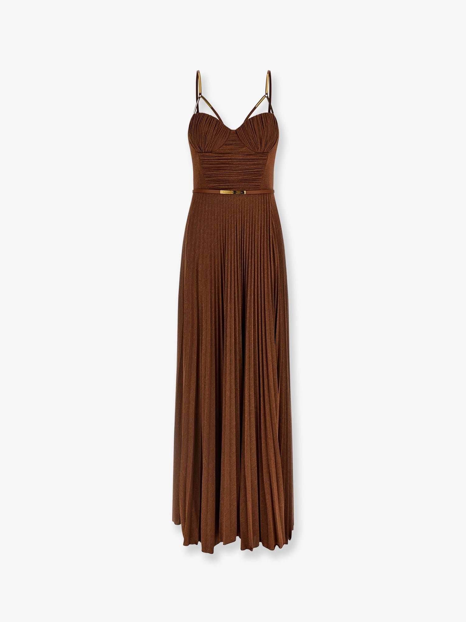 Elisabetta Franchi - Red Carpet laminated long dress with belt