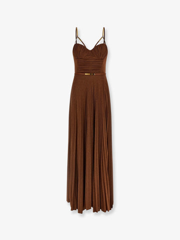 Elisabetta Franchi - Red Carpet laminated long dress with belt