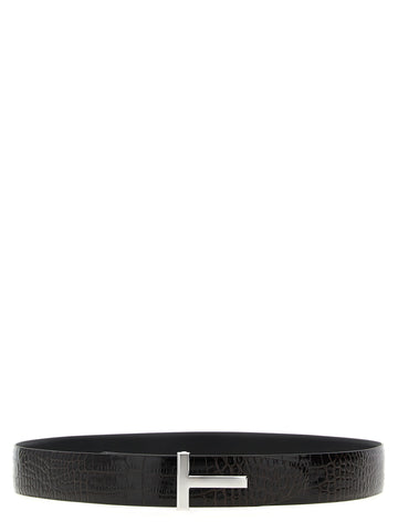 TOM FORD - Reversible crocodile leather belt