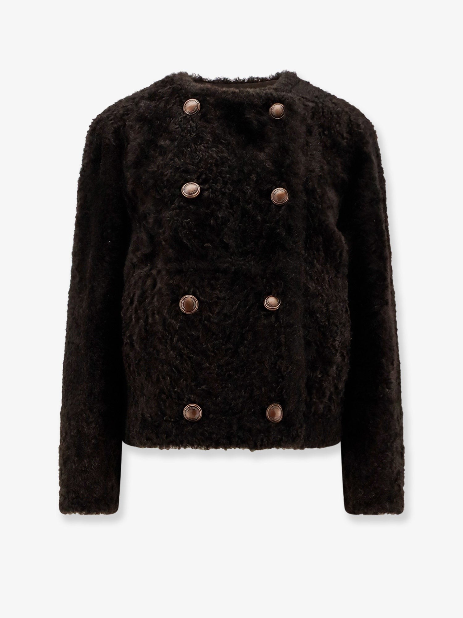 Reversible fuzzy shearling Caban Crop