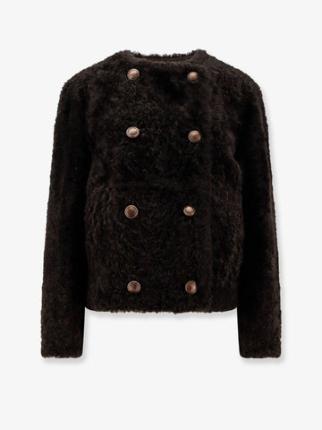 Reversible fuzzy shearling Caban Crop
