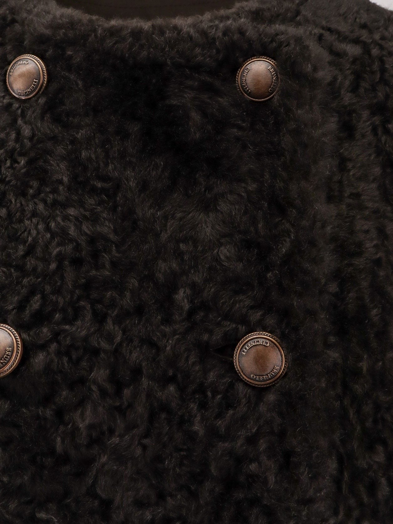 Reversible fuzzy shearling Caban Crop