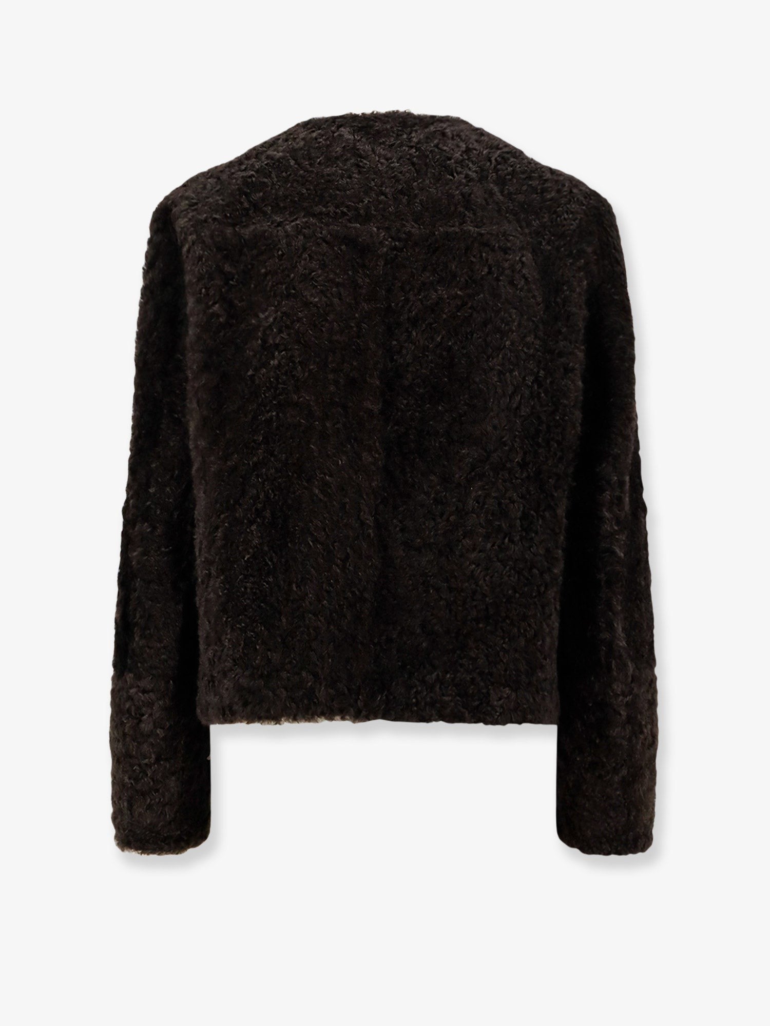 Reversible fuzzy shearling Caban Crop