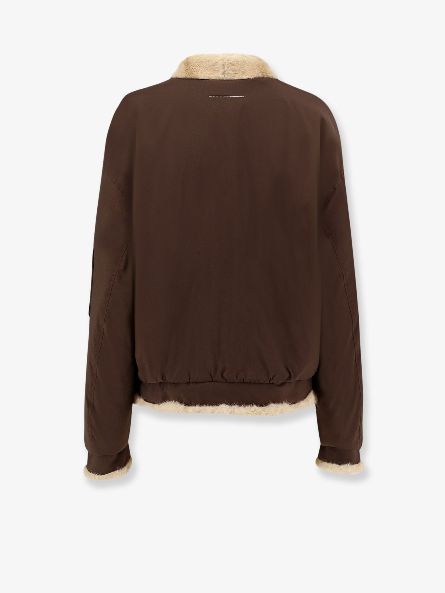 Reversible nylon and faux shearling bomber jacket