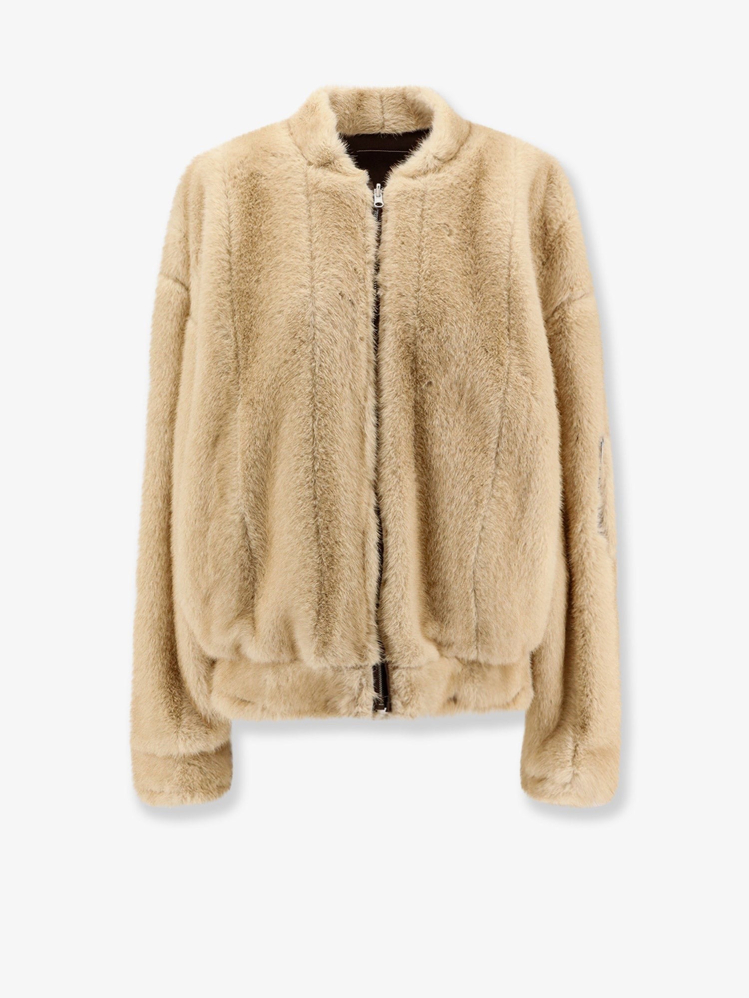 Reversible nylon and faux shearling bomber jacket
