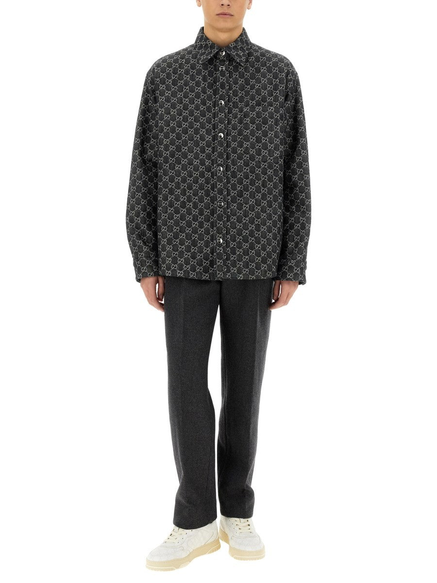 Gucci - REVERSIBLE WOOL AND DENIM GG SHIRT