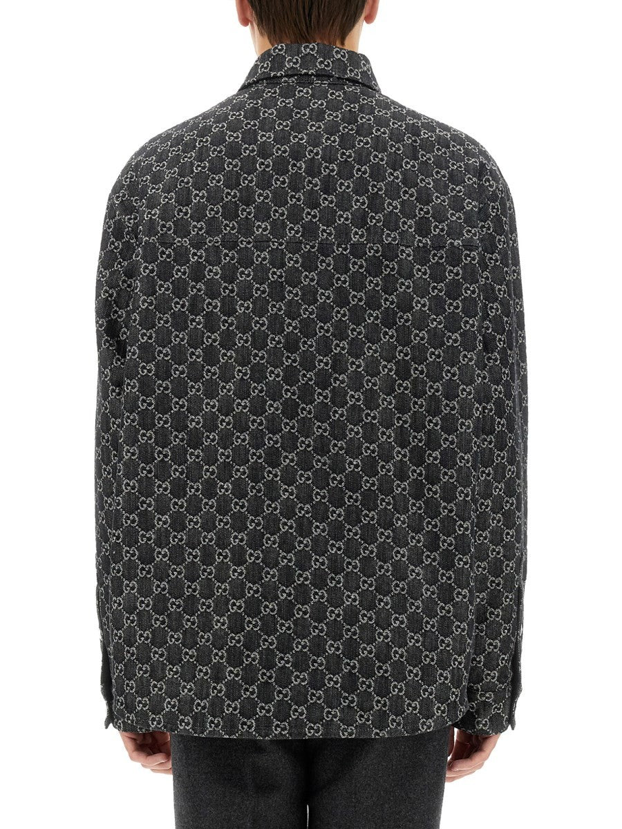 Gucci - REVERSIBLE WOOL AND DENIM GG SHIRT