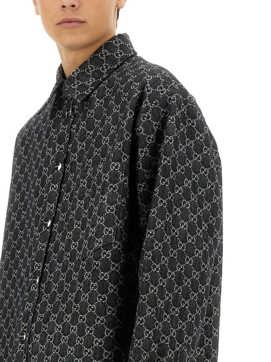 Gucci - REVERSIBLE WOOL AND DENIM GG SHIRT