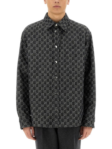Gucci - REVERSIBLE WOOL AND DENIM GG SHIRT