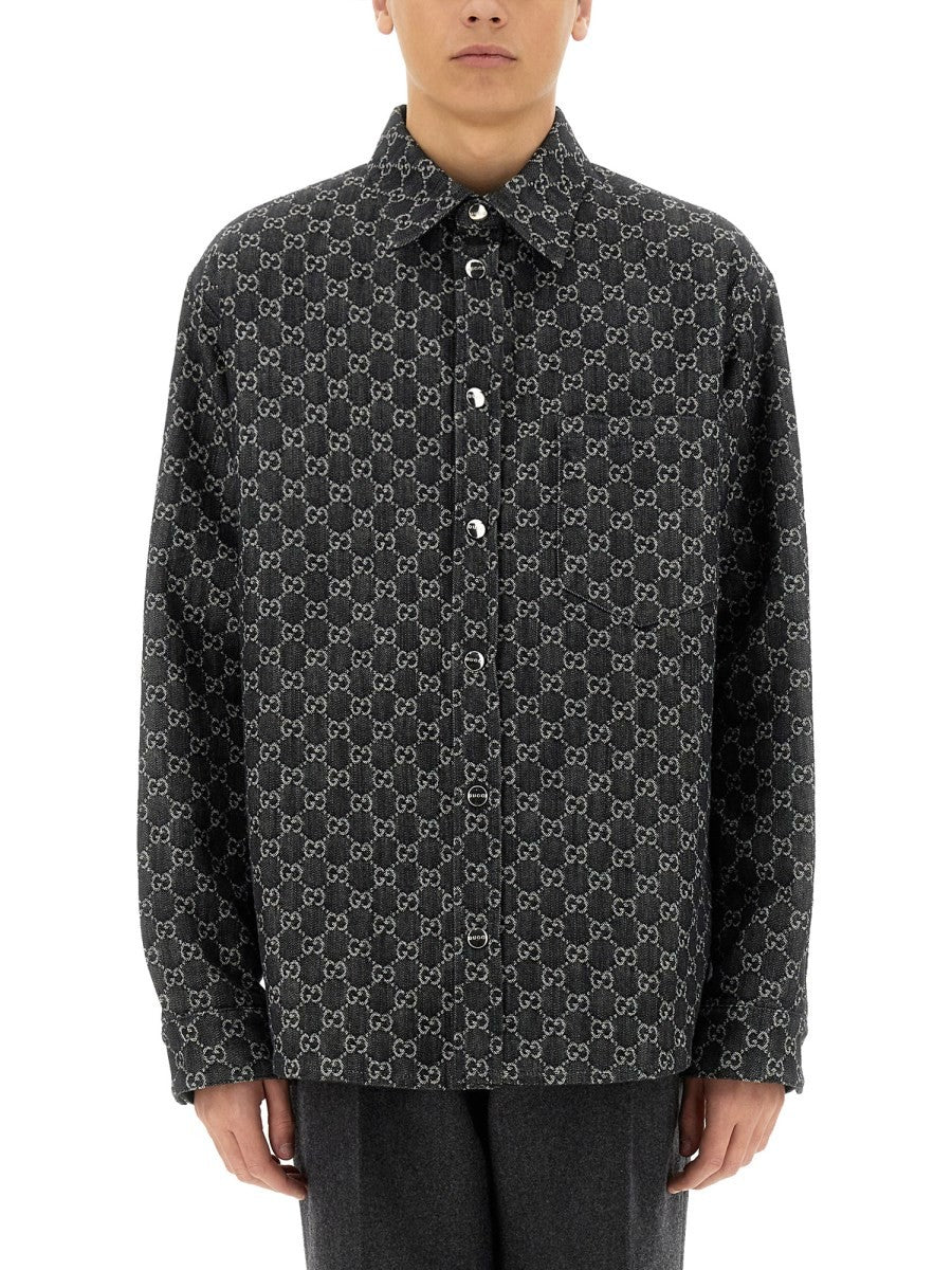 Gucci - REVERSIBLE WOOL AND DENIM GG SHIRT