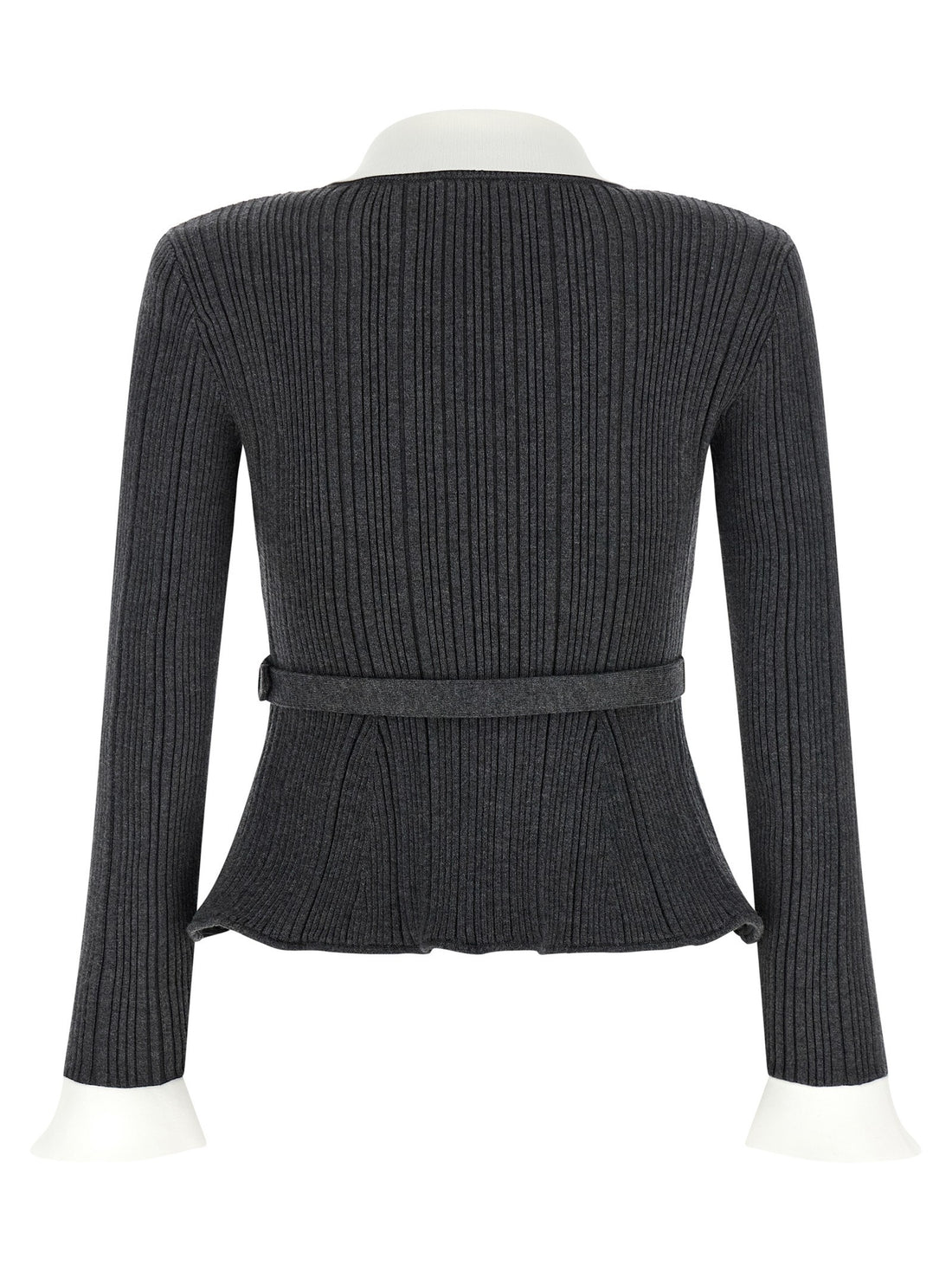 SELF-PORTRAIT - Ribbed cardigan gray