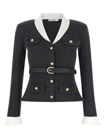 SELF-PORTRAIT - Ribbed cardigan