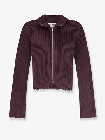 MM6 MAISON MARGIELA - Ribbed cotton cardigan Ciocolat