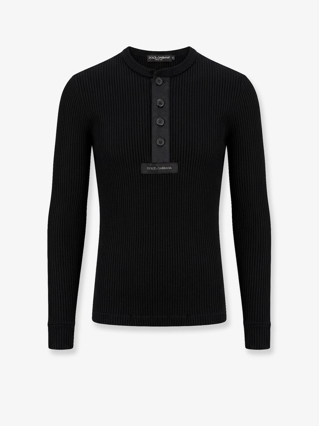 Dolce & Gabbana - Ribbed cotton sweater with metal logo on the front ribbed-cotton-sweater-with-metal-logo-on-the-front_c9e9d78c-3caa-40e2-b3a6-517969e8ab2c