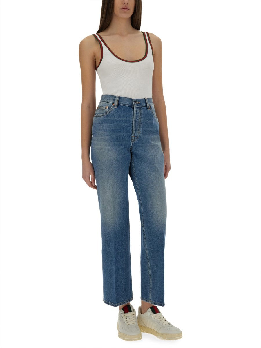 RIBBED COTTON TANK TOP WITH WEB