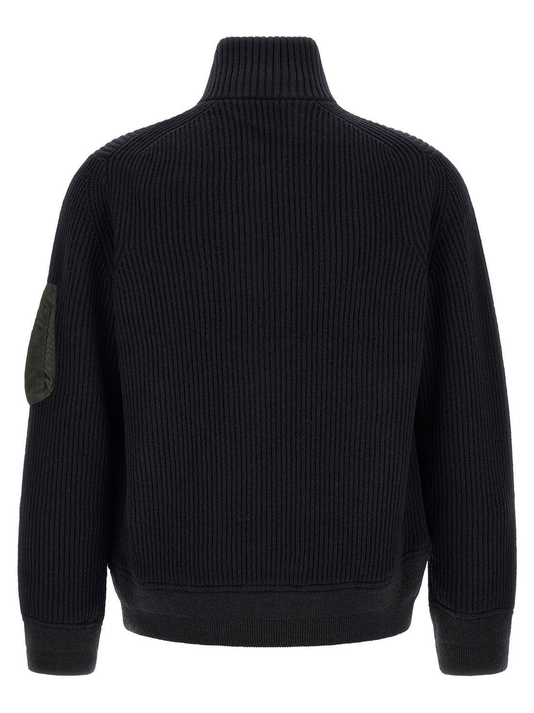 SACAI - Ribbed knit blouson Blue