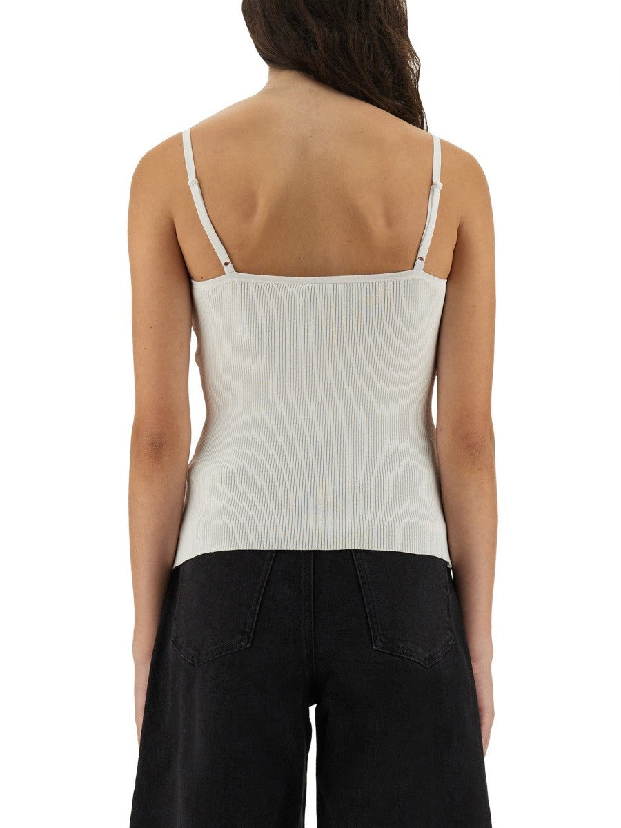 RIBBED KNIT TOP WITH LACE