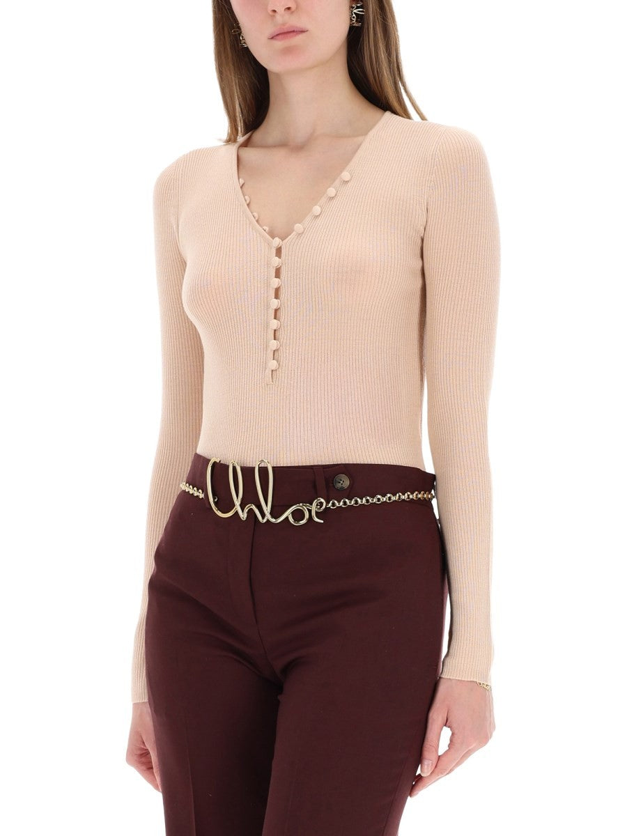 CHLOÉ CHLOÉ - RIBBED KNIT WITH BUTTONS