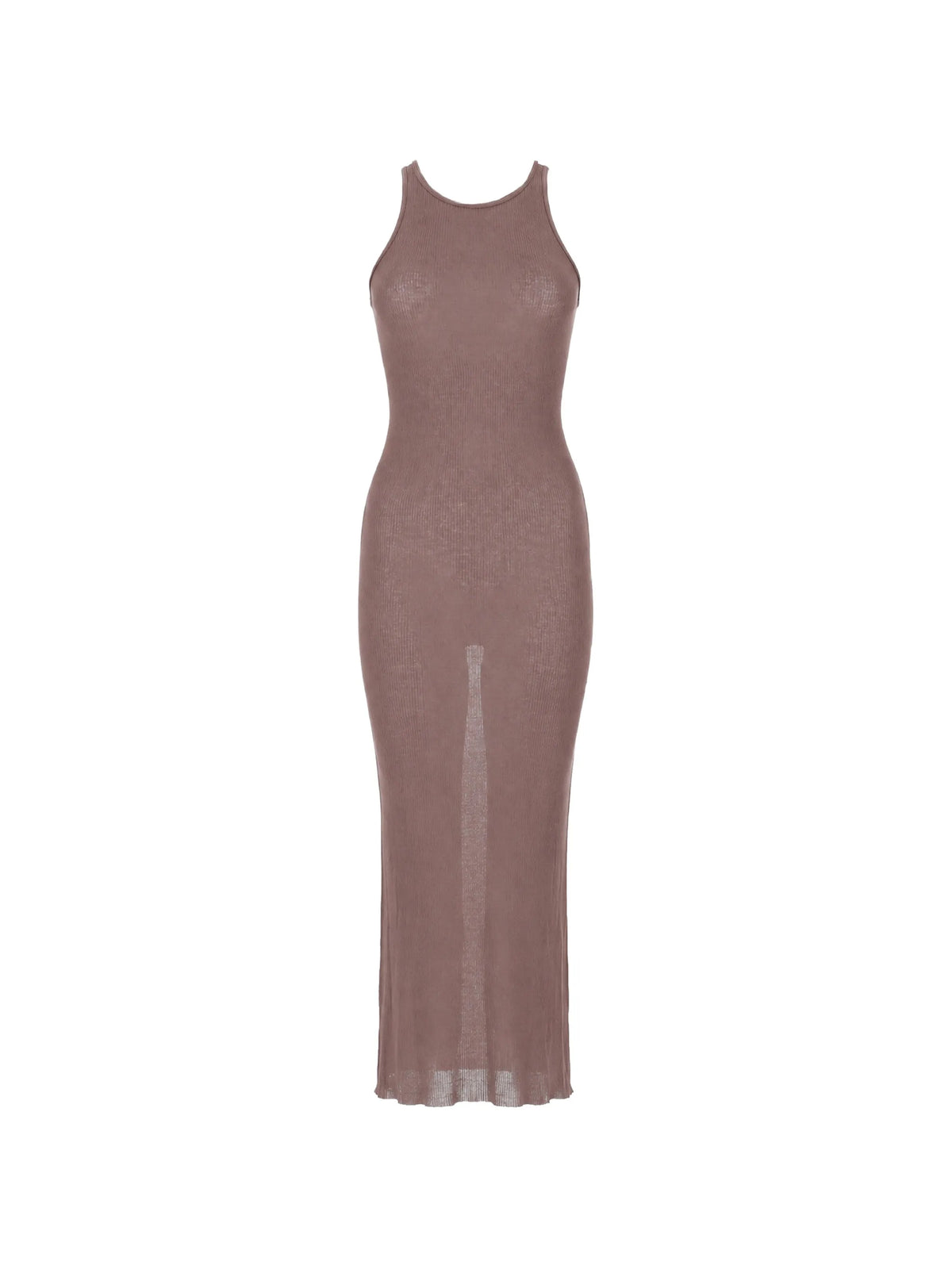 RICK OWENS - Ribbed-knit Racer-back Maxi Dress Pink