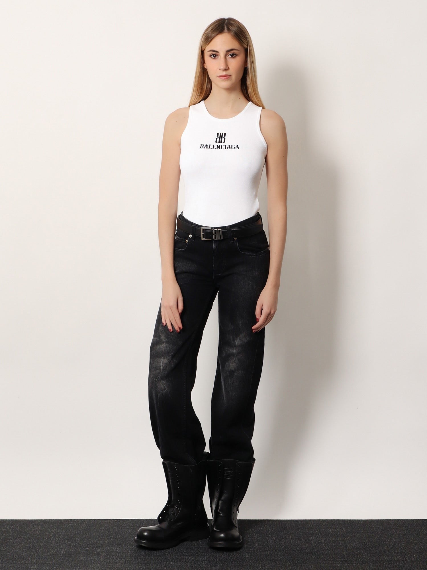 Balenciaga Ribbed viscose blend tank top