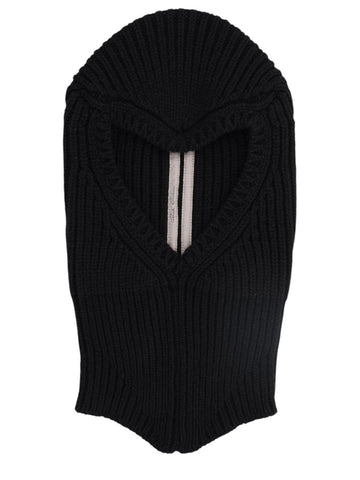 RICK OWENS - Porterville Ribbed Knit Balaclava rick-owens-porterville-ribbed-knit-balaclava-black-front-jpg