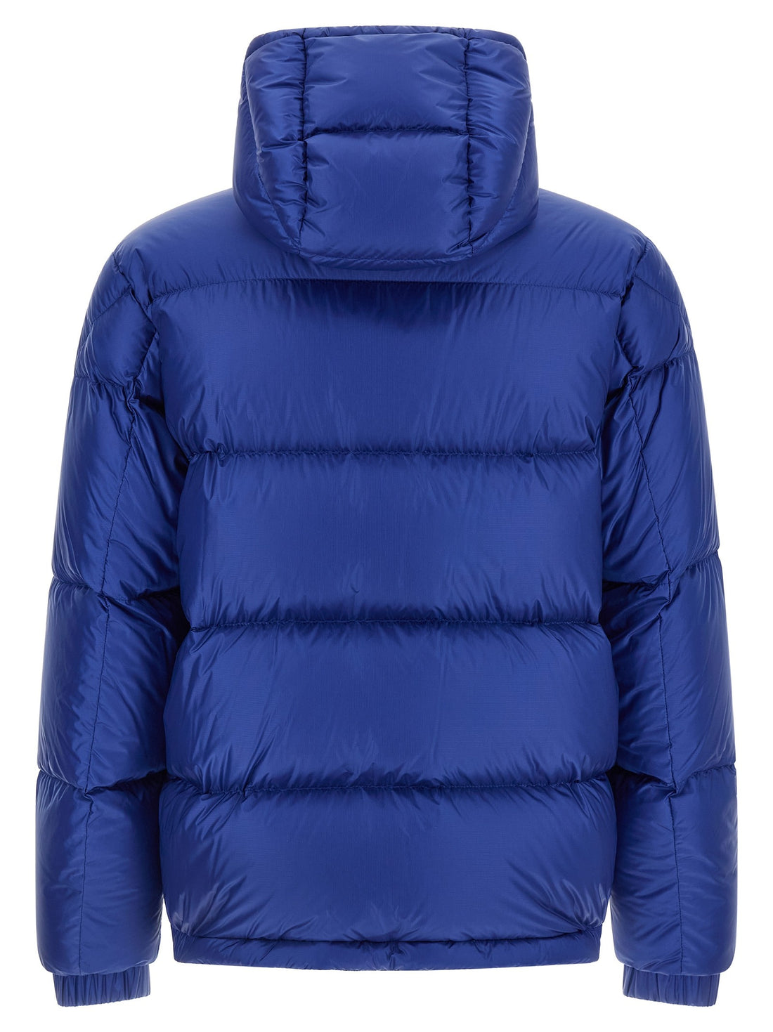 Moncler Blue puffer jacket with zip and pocket and hood for man