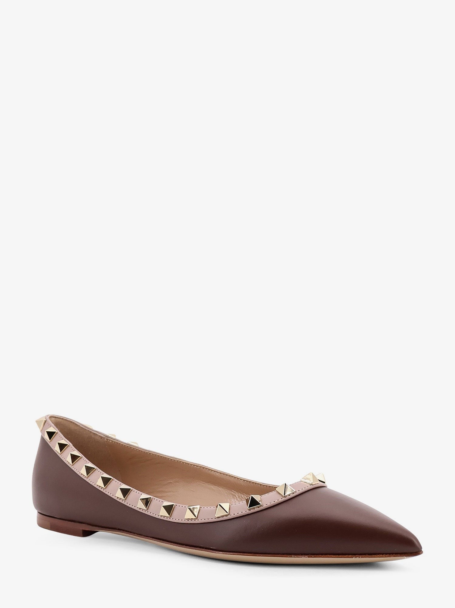 Rockstud leather ballerinas
