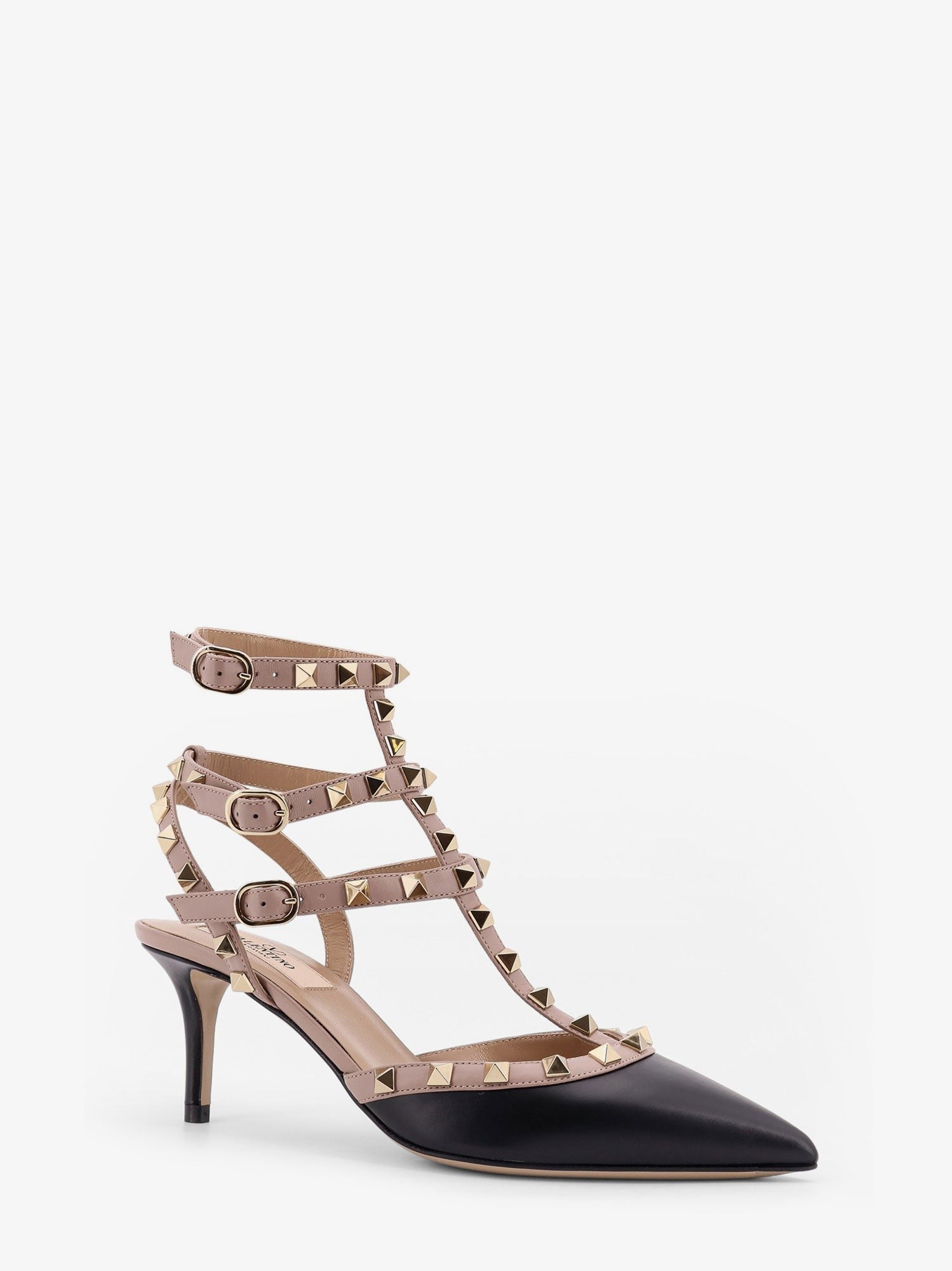 Rockstud leather decolleté slingback