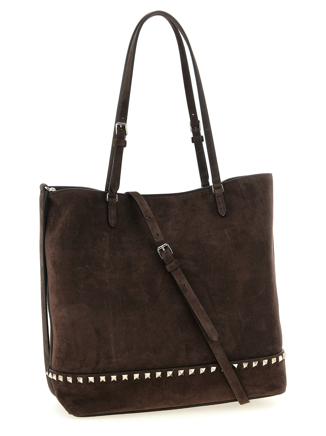 Valentino Garavani - Rockstud Medium Suede shoulder bag Brown U