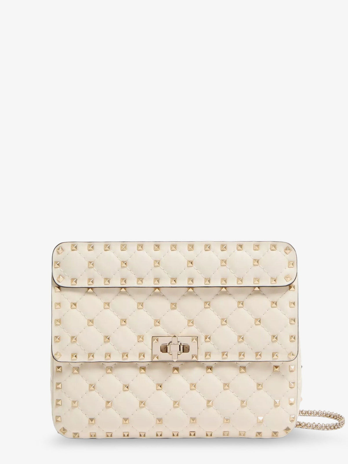 Valentino Garavani - Rockstud Spike leather crossbody bag with iconic all-over studs LIGHTIVORY UNI