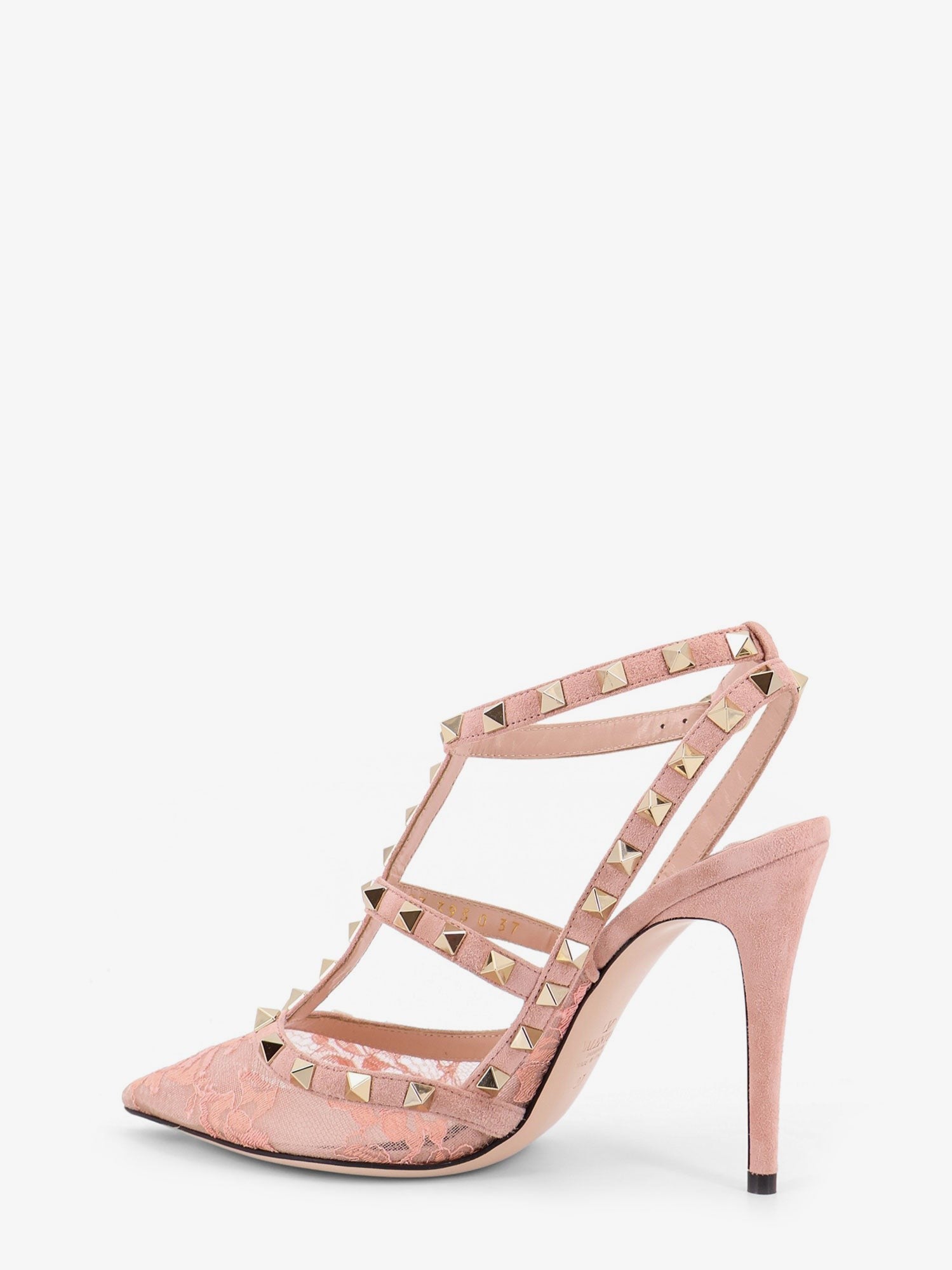 Rockstud suede and lace pumps