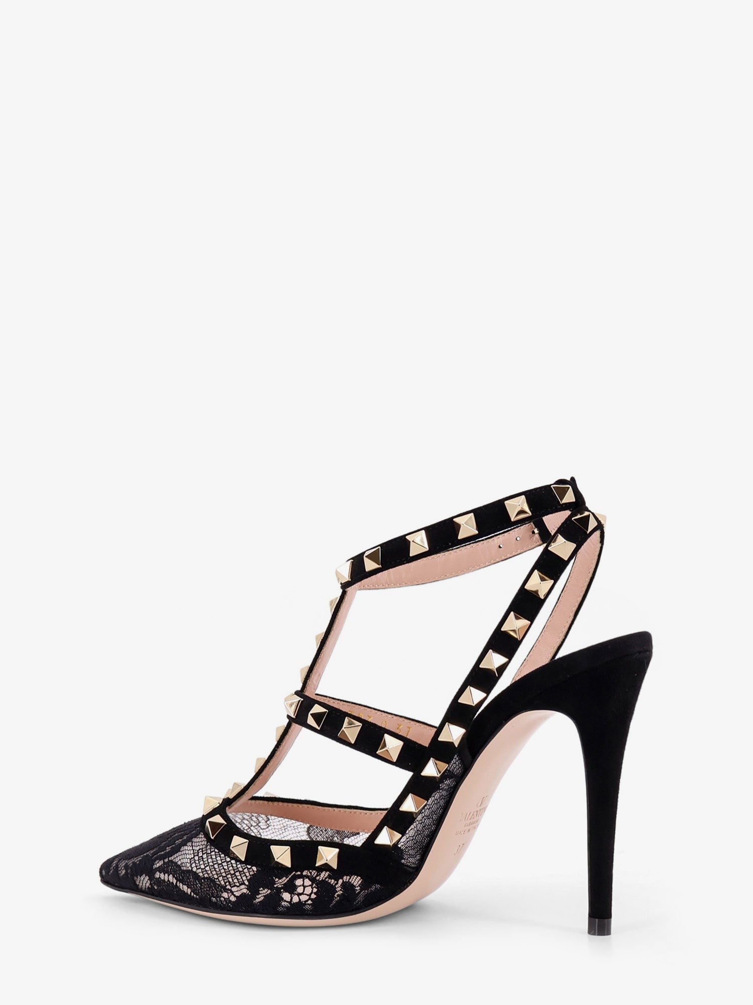 Rockstud suede and lace pumps