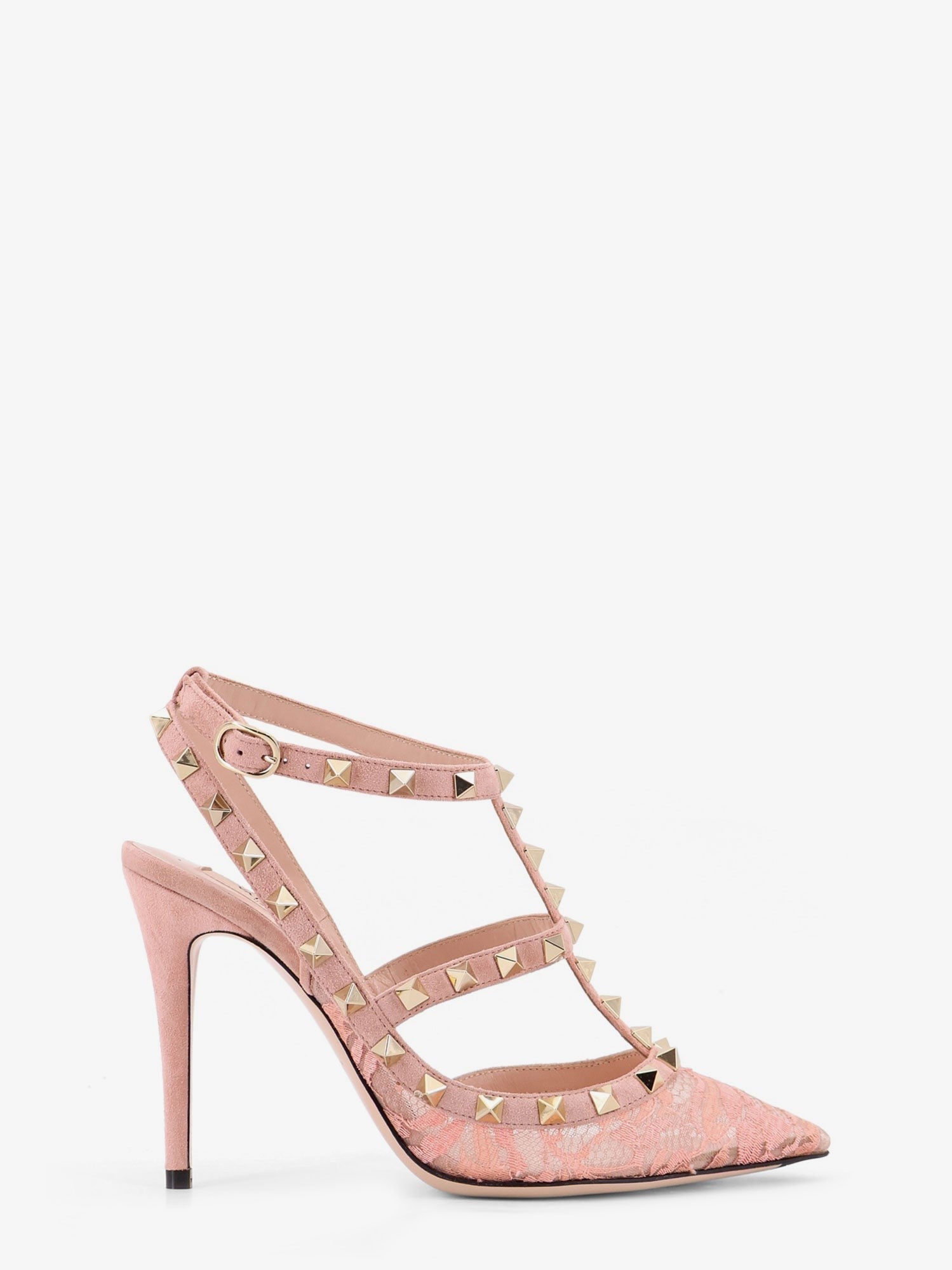 Valentino Garavani Rockstud suede and lace pumps