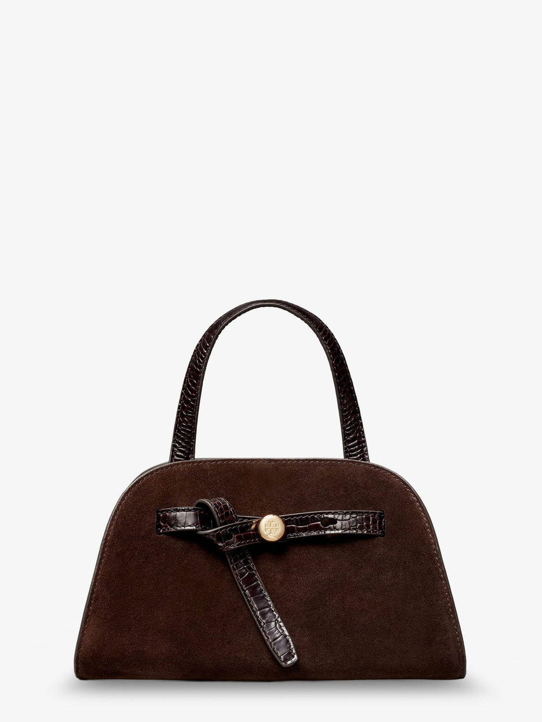 Tory Burch - Romy Small suede satchel bag with shoulder strap DarkCocoa UNI