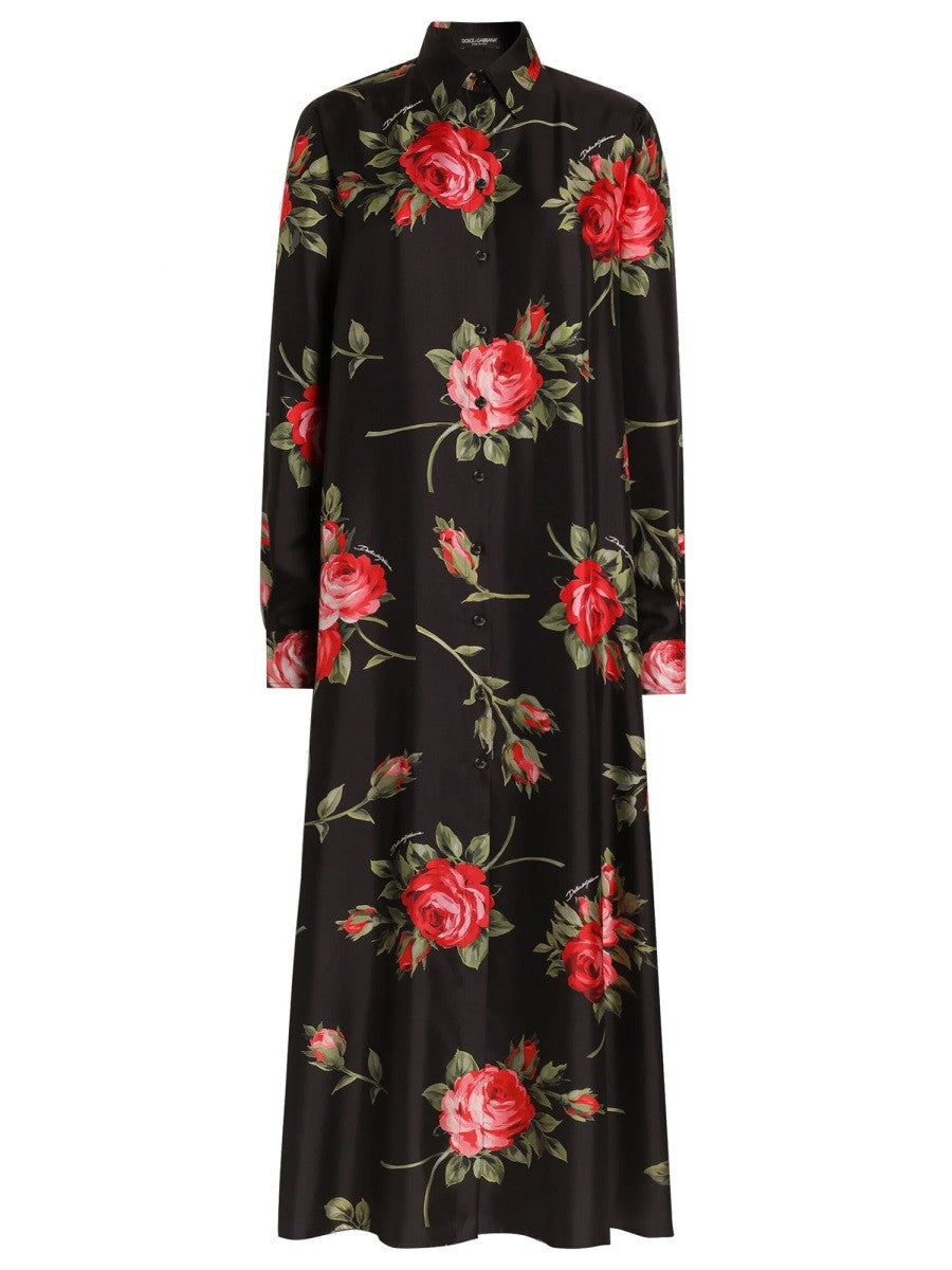 Dolce & Gabbana - ROSE BOUQUET PRINT TWILL LONG DRESS rose-bouquet-print-twill-long-dress_b573c7ad-7d34-4233-8a5c-7c52add6a8c7
