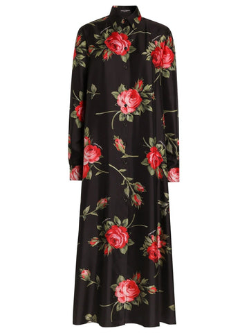 Dolce & Gabbana - ROSE BOUQUET PRINT TWILL LONG DRESS rose-bouquet-print-twill-long-dress_b573c7ad-7d34-4233-8a5c-7c52add6a8c7