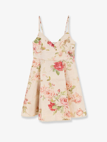 ZIMMERMANN ZIMMERMANN - Roselight short linen dress with floral print