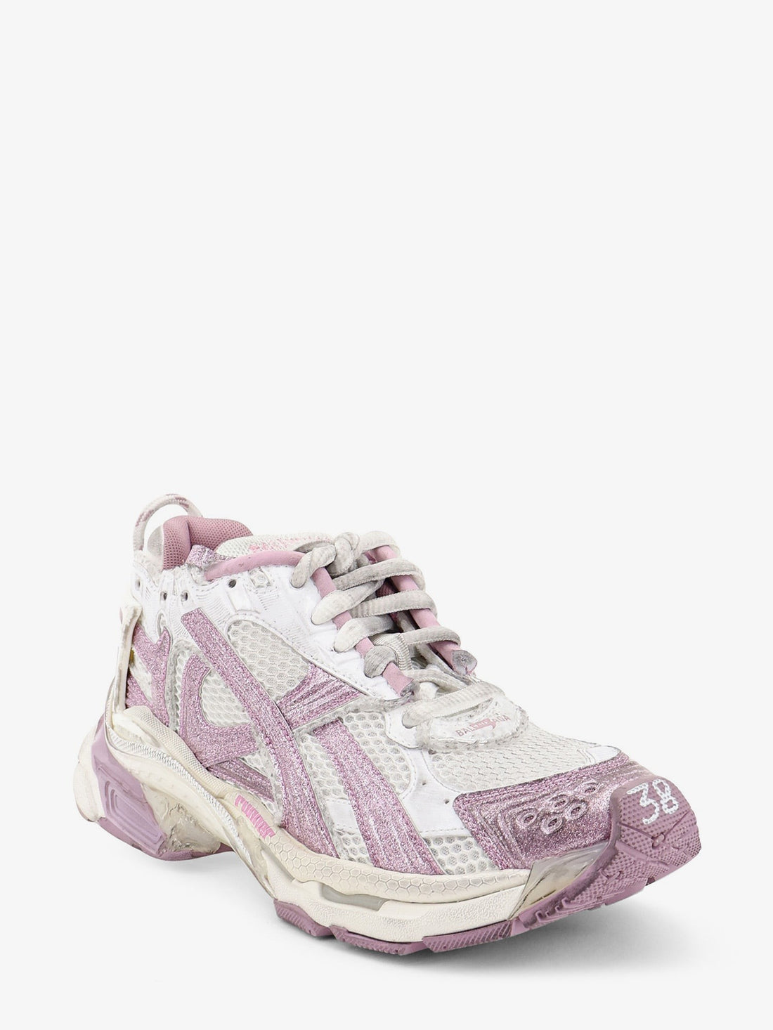 Balenciaga - Runner mesh sneakers with glitter inserts WHITELILACPINK