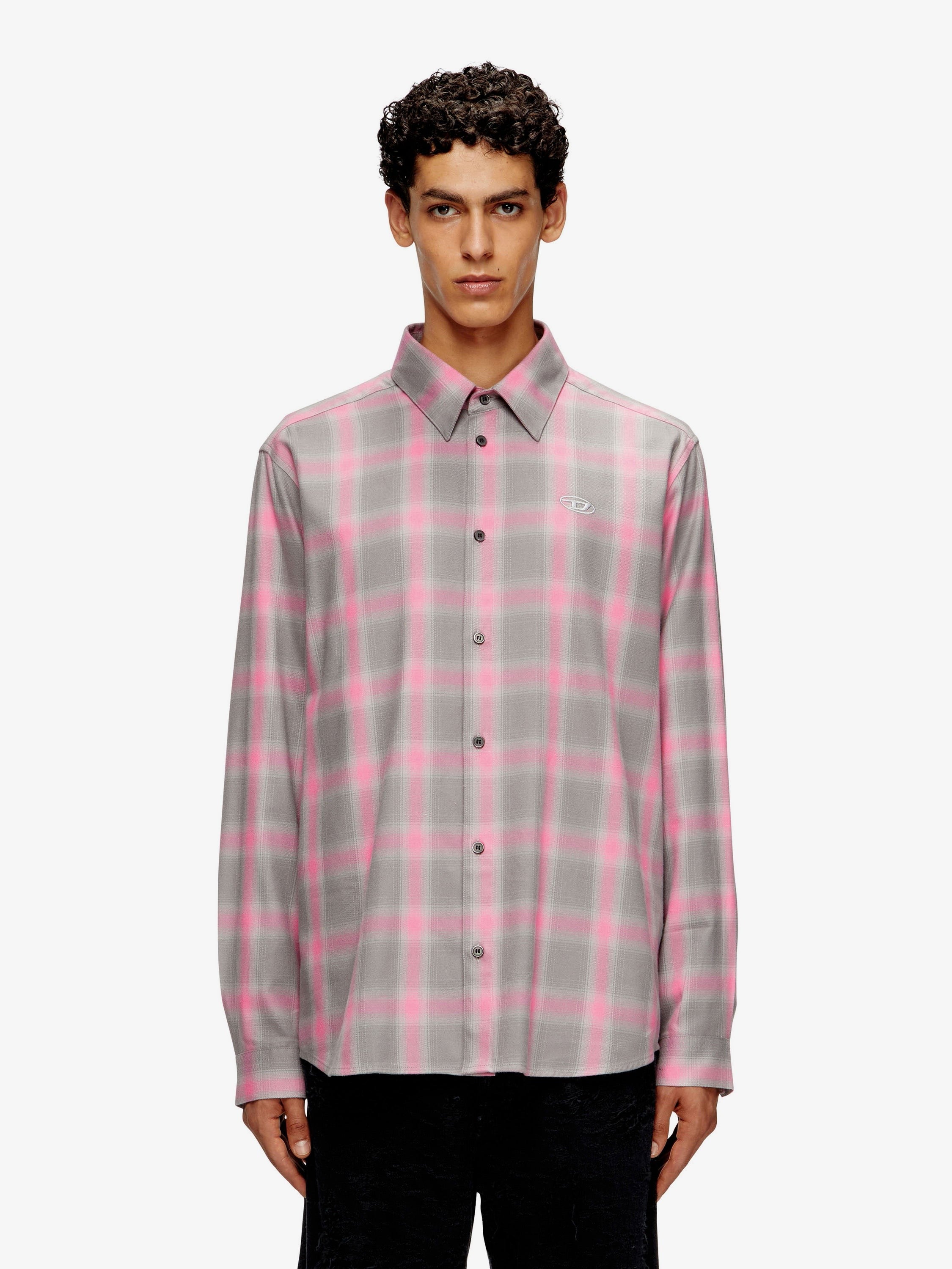 S-Simply Check cotton blend shirt