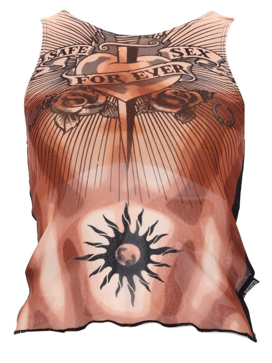 JEAN PAUL GAULTIER - "SAFE SEX TATOO" PRINT TOP safe-sex-tatoo-print-top_6994f52a-5a2a-47d2-8c1d-804eadbe79e8