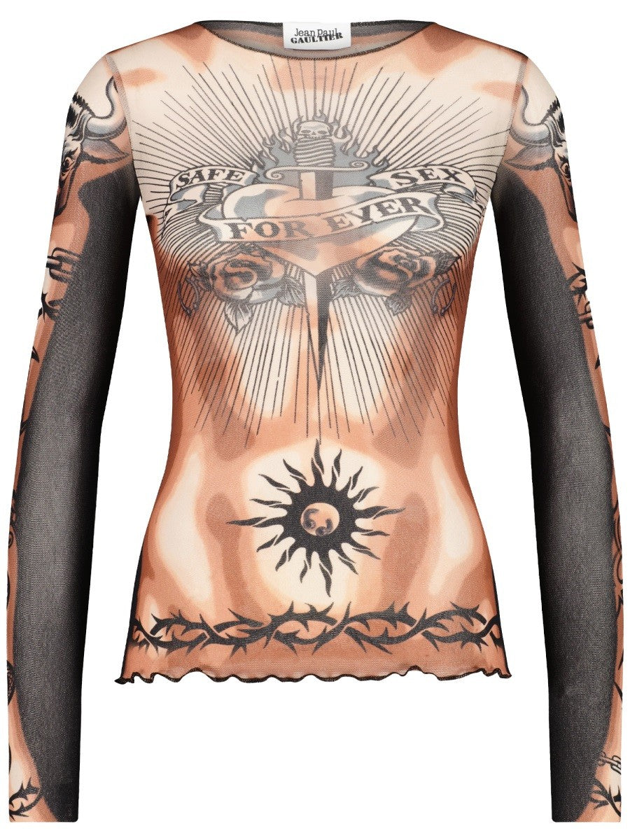 JEAN PAUL GAULTIER JEAN PAUL GAULTIER - "SAFE SEX TATOO" PRINT TOP