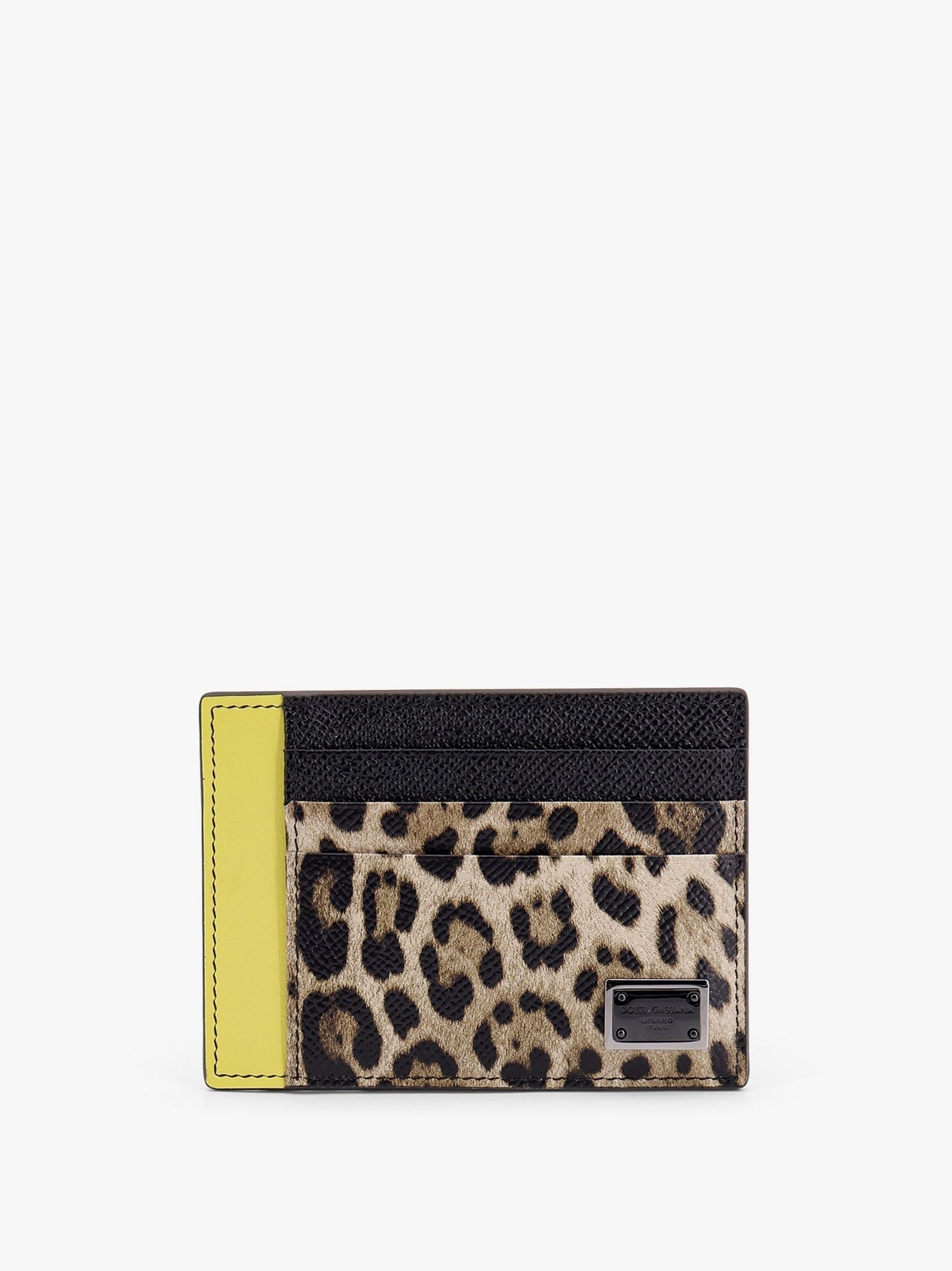 Saffiano leather card holder with animalier insert