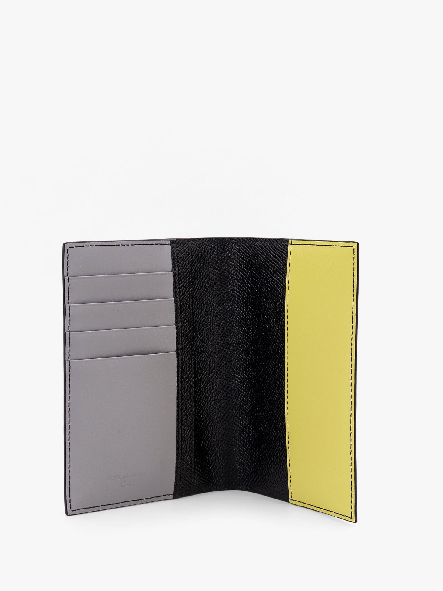 Saffiano leather passport holder with clored leather inserts