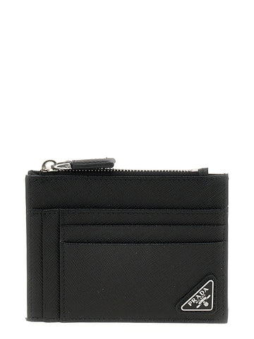 PRADA - Saffiano logo card holder Black U