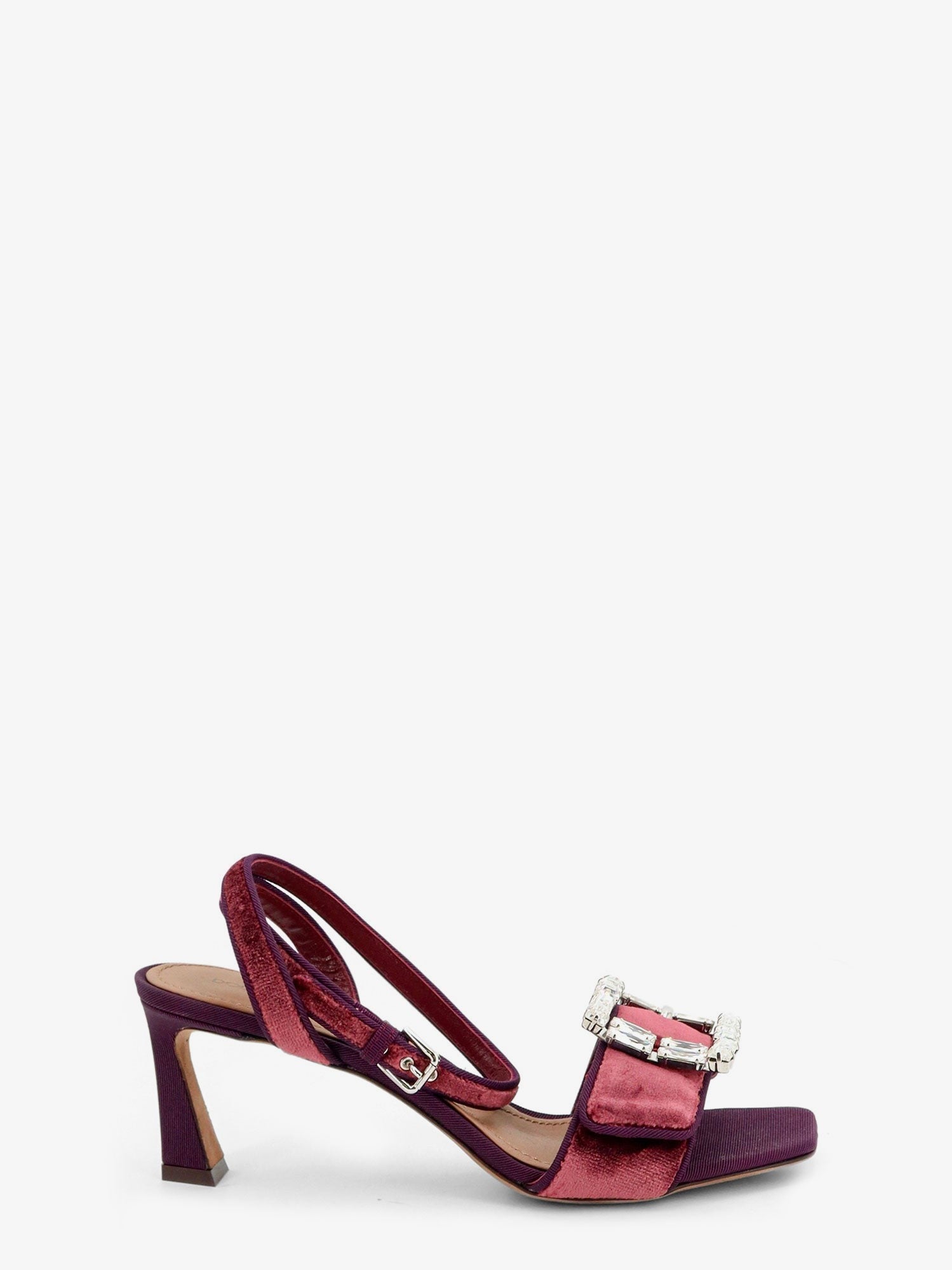 Dolce & Gabbana Sandali in velluto con dettaglio strass frontale