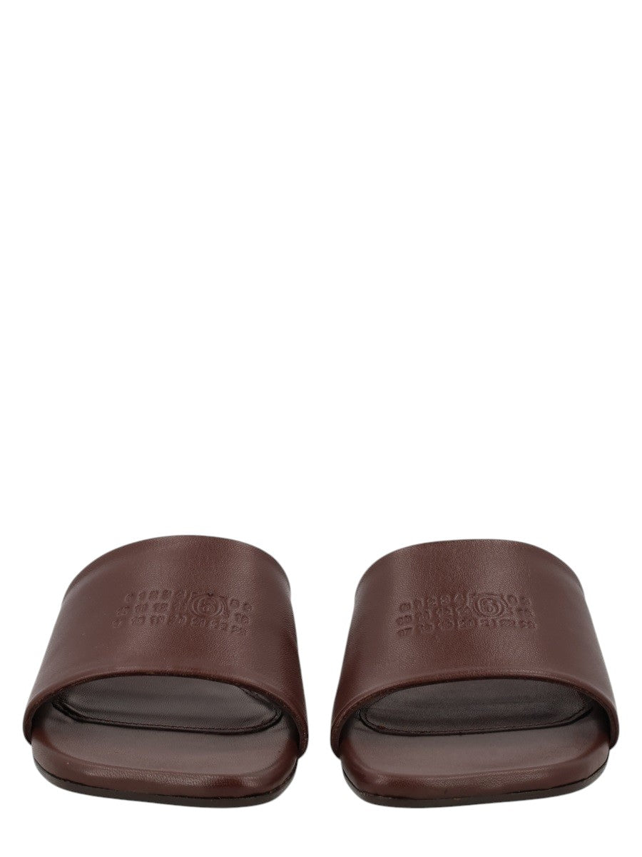 MM6 MAISON MARGIELA - SANDALO "ANATOMIC" CON TACCO klosmo-mm6-maison-margiela-brown-leather-slide-sandals