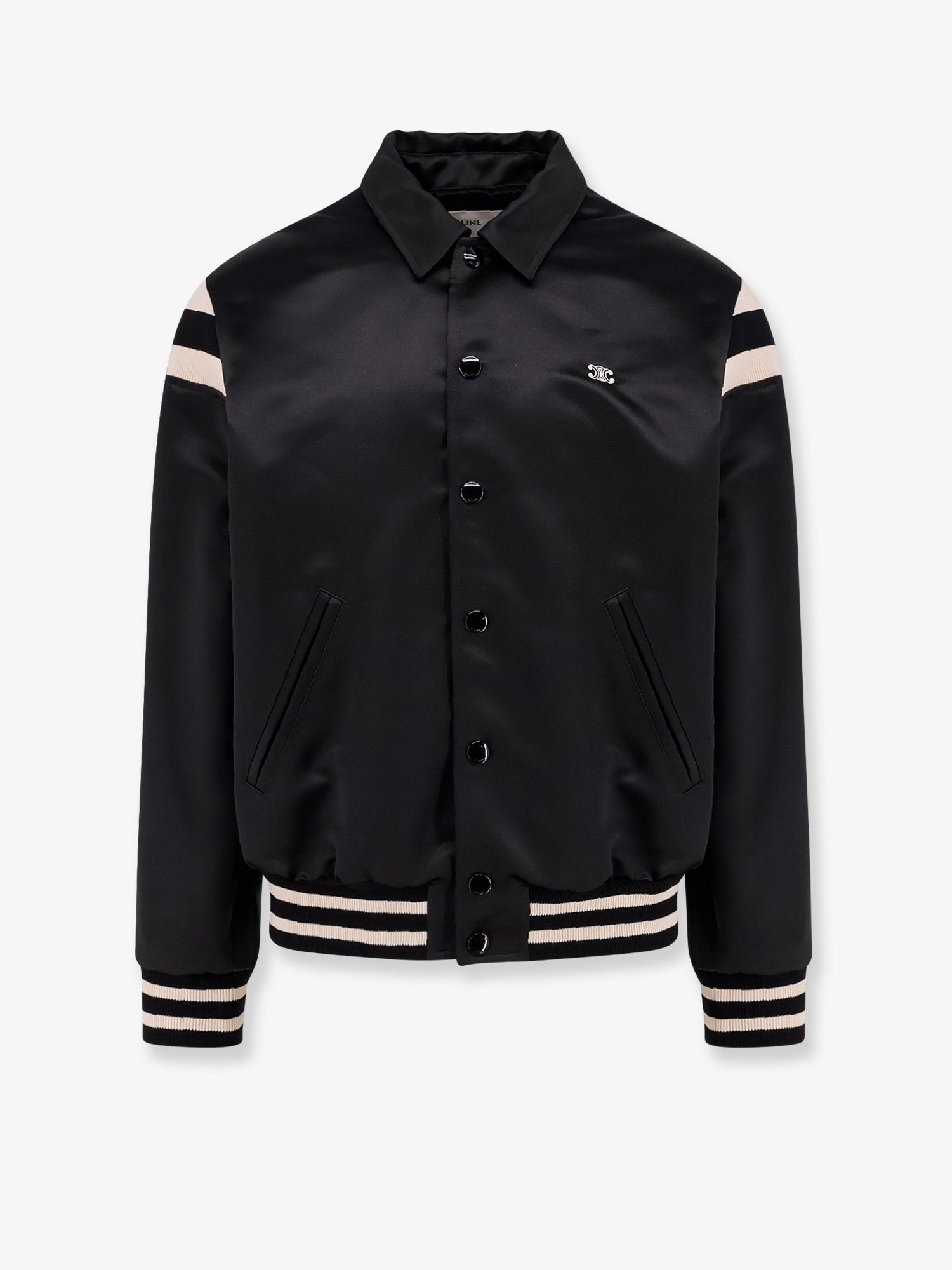 Satin bomber with logo embroidery