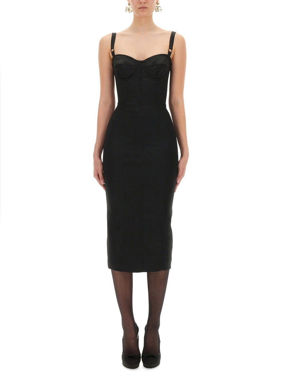 SATIN BUSTIER LONGUETTE DRESS