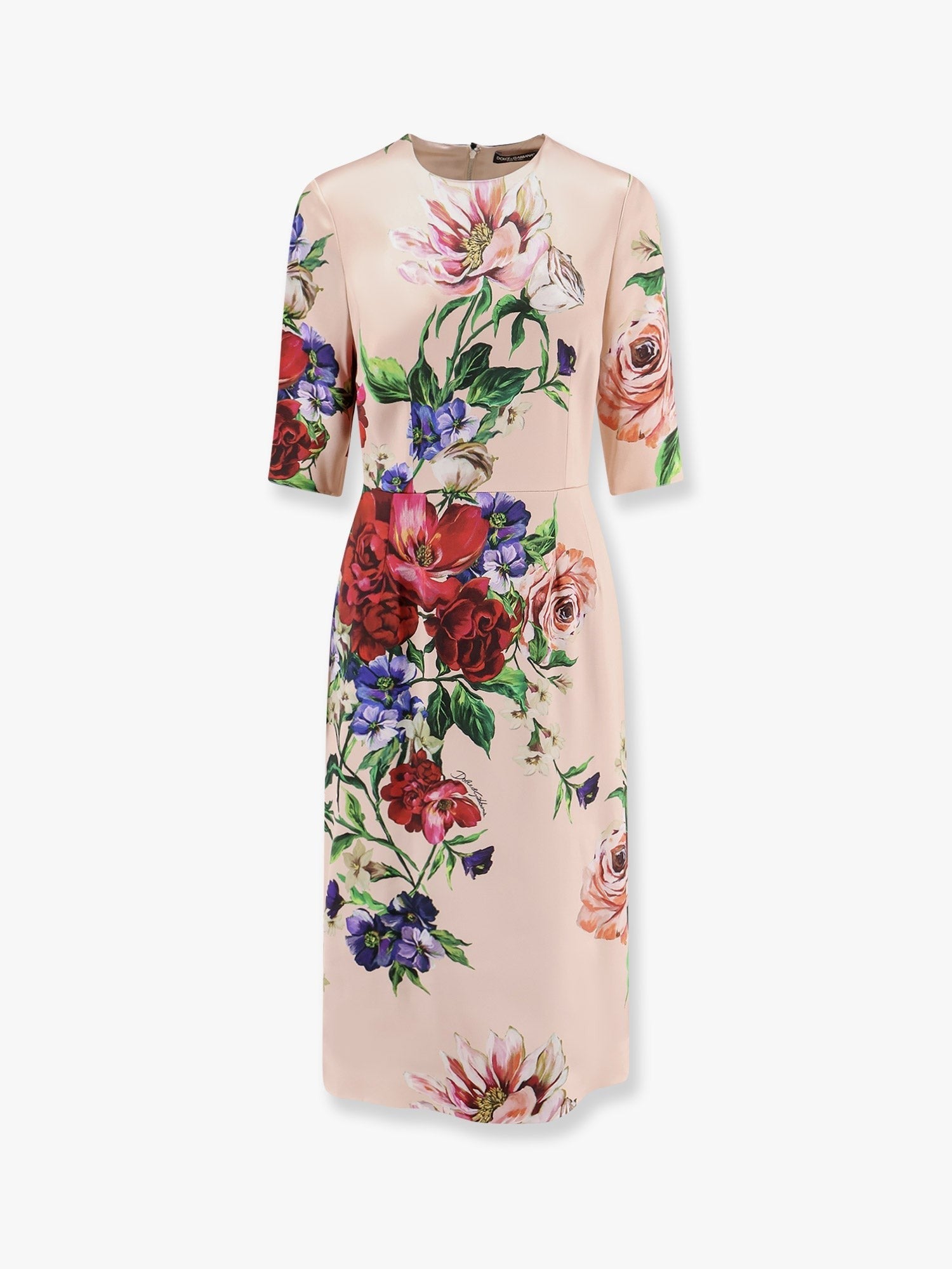 Satin dress with iconic floral print