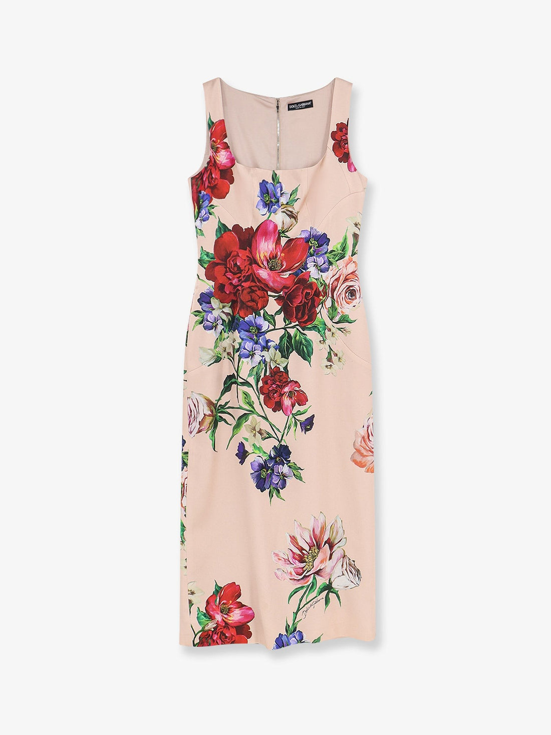 Dolce & Gabbana Satin longuette dress with Fiori print